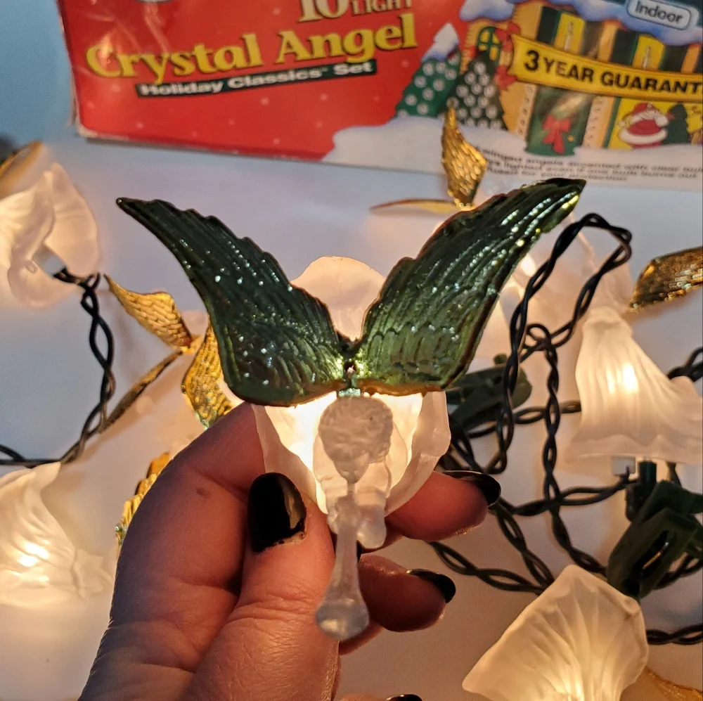 Vintage Angel Christmas Tree Lights GE 10 Lights Holiday Decor Religious
